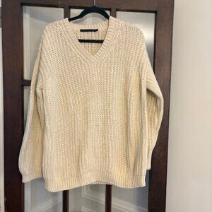 Jenni Kayne Cotton Cabin Sweater in Oatmeal, Size Medium